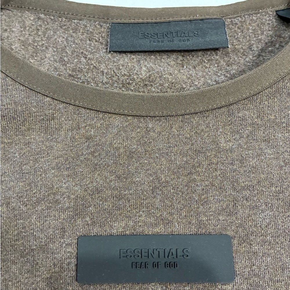 Fear of God Essentials Crewneck “Heather Wood” Brown Mens size L - Picture 2 of 5